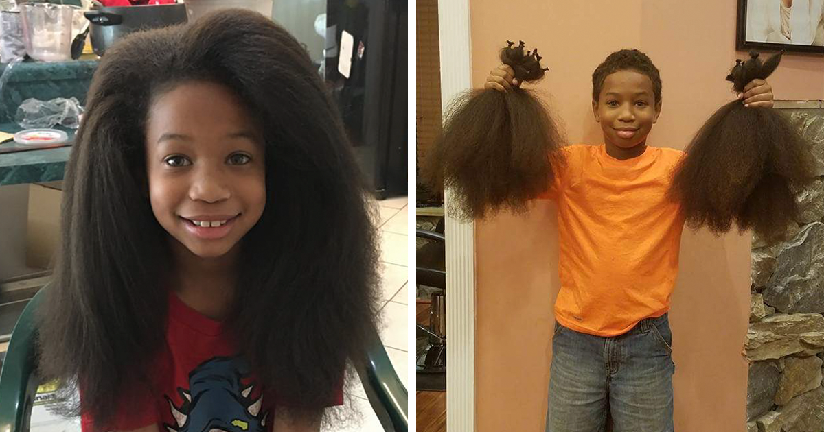 Acest băiat de 8 ani si-a petrecut 2 ani de zile lasându-și părul sa creasca pentru a face PERUCI pentru copiii cu cancer