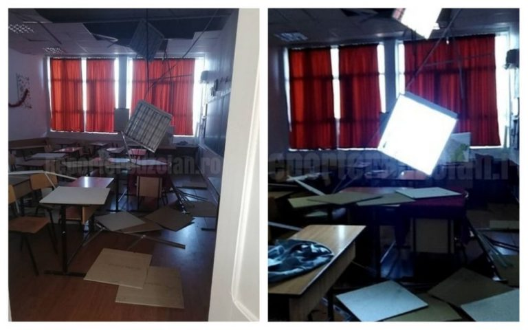 Scolile din Romania un pericol pentru elevi ? In timp ce sustineau teza tavanul clasei a cazut !!