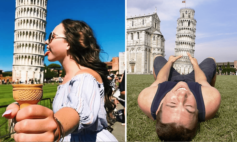 15 fotografii super creative făcute la Turnul Înclinat din Italia